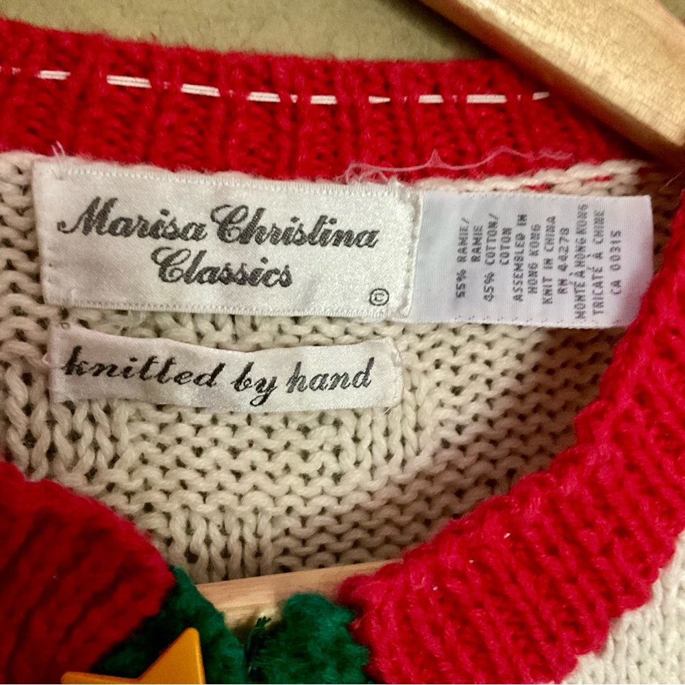 Vintage Marisa Christina Classics Hand Knit Embellished Christmas Cardigan - Picture 4 of 6